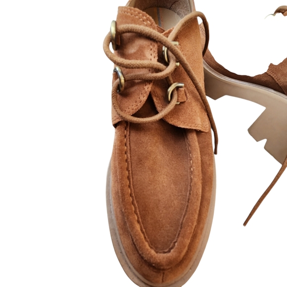 Sam Edelman Monna lace-up lug sole loafers in Frontier Brown suede. Size 9 Men's - Picture 7 of 11